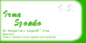 irma szopko business card